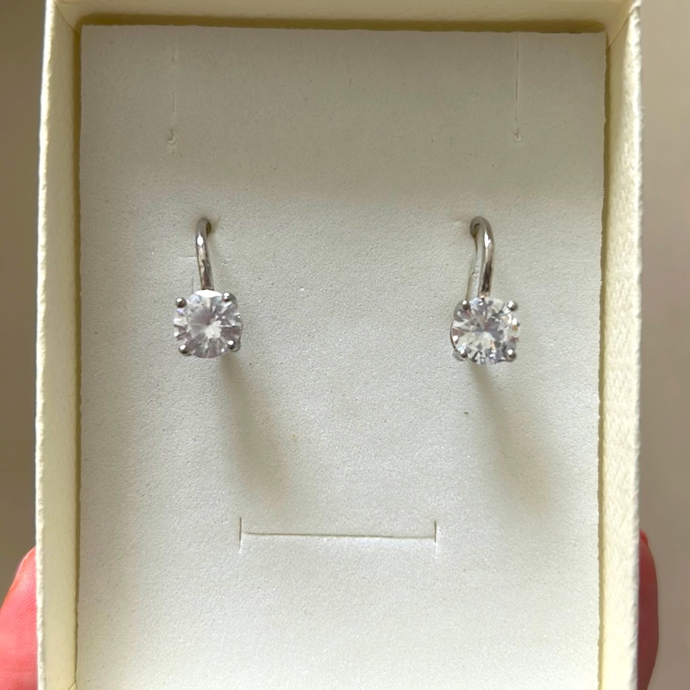 .925 solid silver earring crystal drop